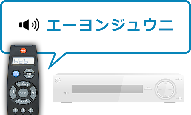 リモコンから「エーヨンジュウニ」という音声が出ている画像